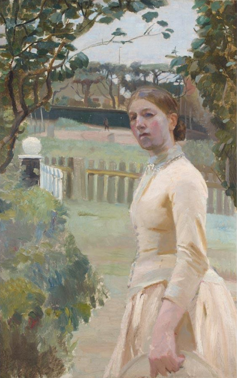 Anna Ancher in the garden, Markvej. -Michael Peter Ancher