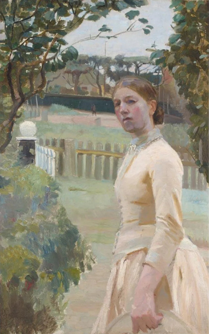 Anna Ancher in the garden, Markvej. -Michael Peter Ancher