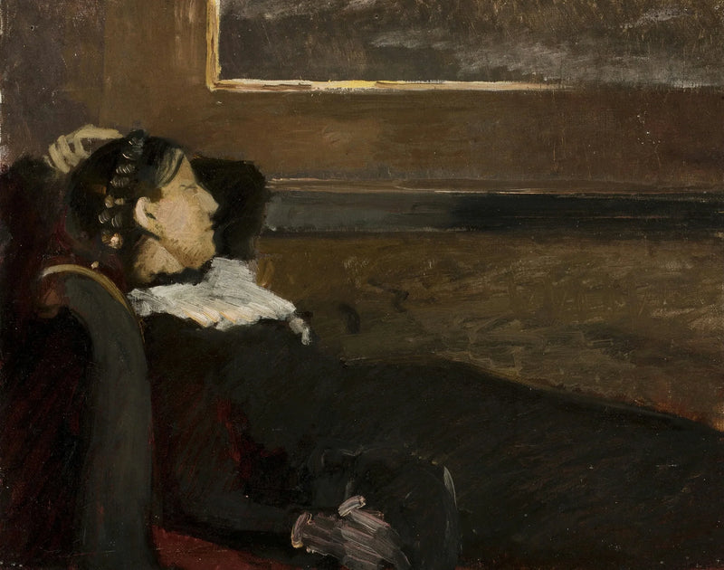 Anna Ancher rests in Brøndum's dining room. -Michael Peter Ancher