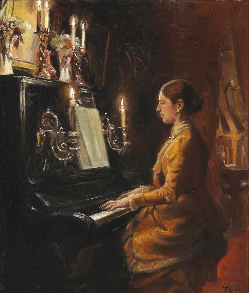 Anna at the piano. -Michael Peter Ancher