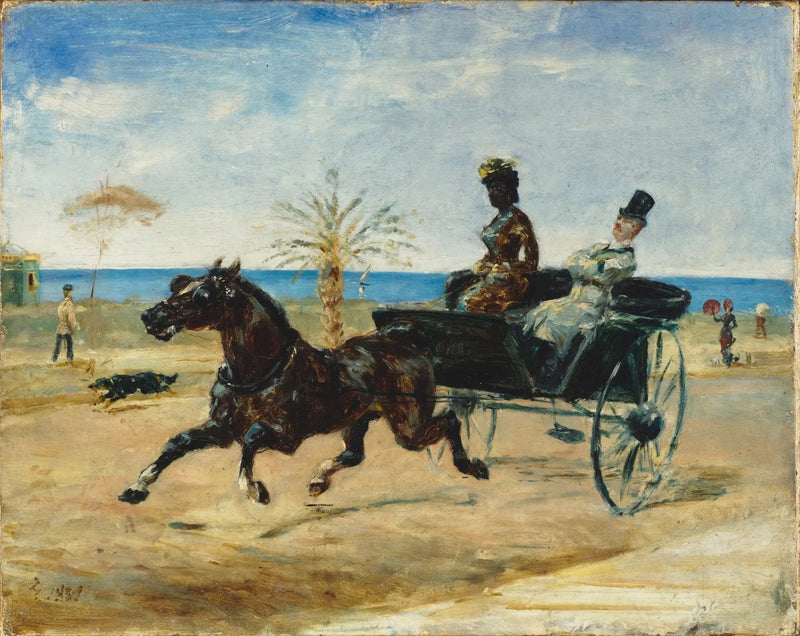 Anne Justine Angèle Delva de Dalmarie driving a convertible - Henri de Toulouse-Lautrec