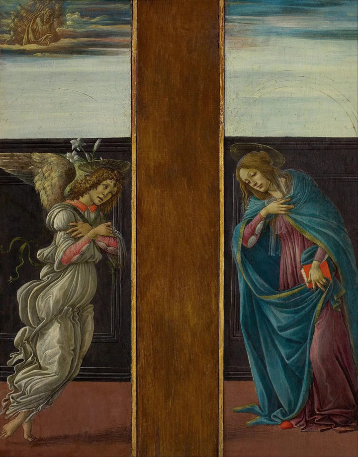 The Annunciation: Gabriel and the Virgin, 1495-1498 - Botticelli and workshop