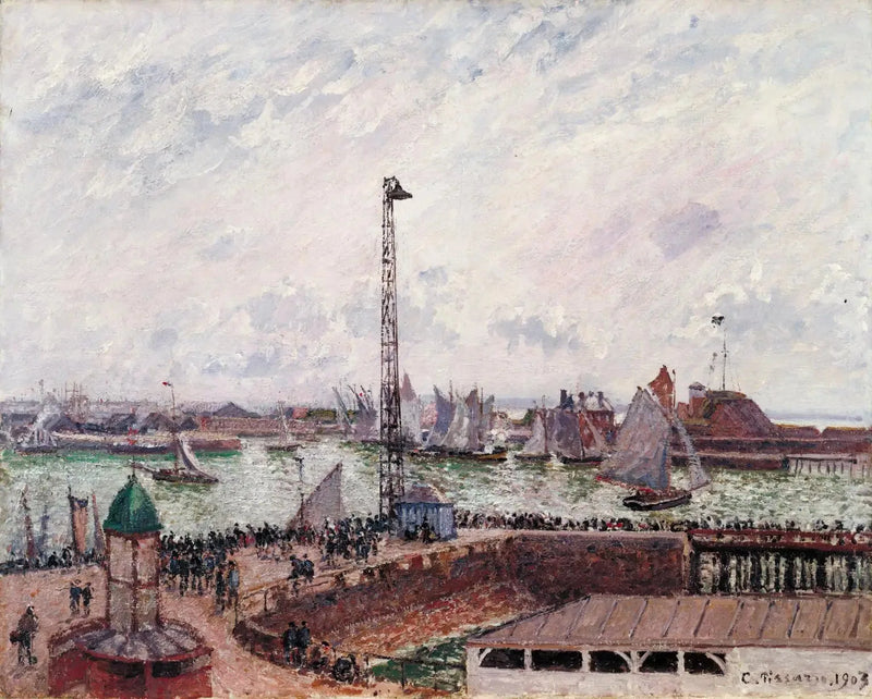 Pilot's Cove, Le Havre, morning, gray, misty - Camille Pissarro