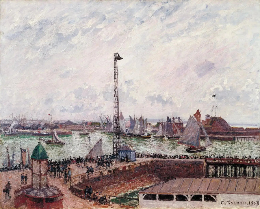 Pilot's Cove, Le Havre, morning, gray, misty - Camille Pissarro