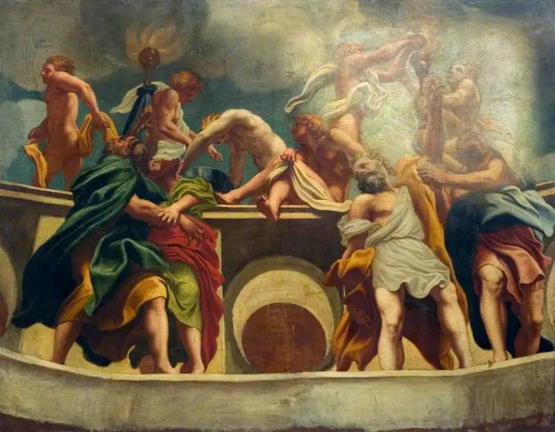 Apostles and Angels at the Assumption (copy of the fresco from the dome of Parma Cathedral) - Antonio da Correggio