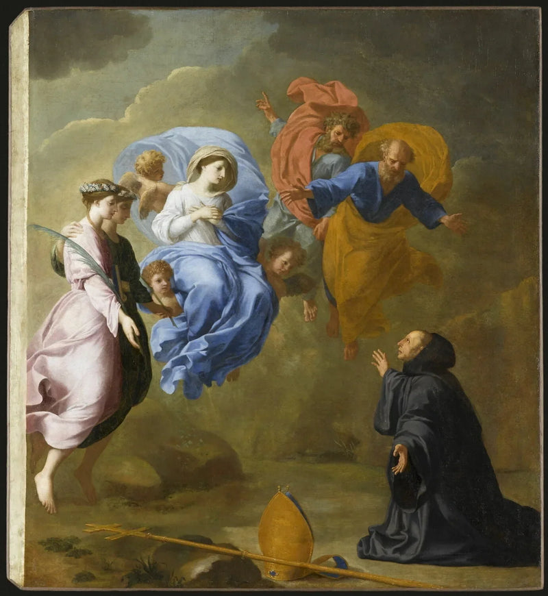 Apparition of the Virgin accompanied by Saint Agnes and Saint Thècle at Saint Martin - Eustache Le Sueur