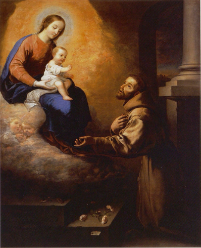 Apparition of the Virgin and the Infant Jesus to Saint Francis at La Portioncule - Francisco de Zurbarán