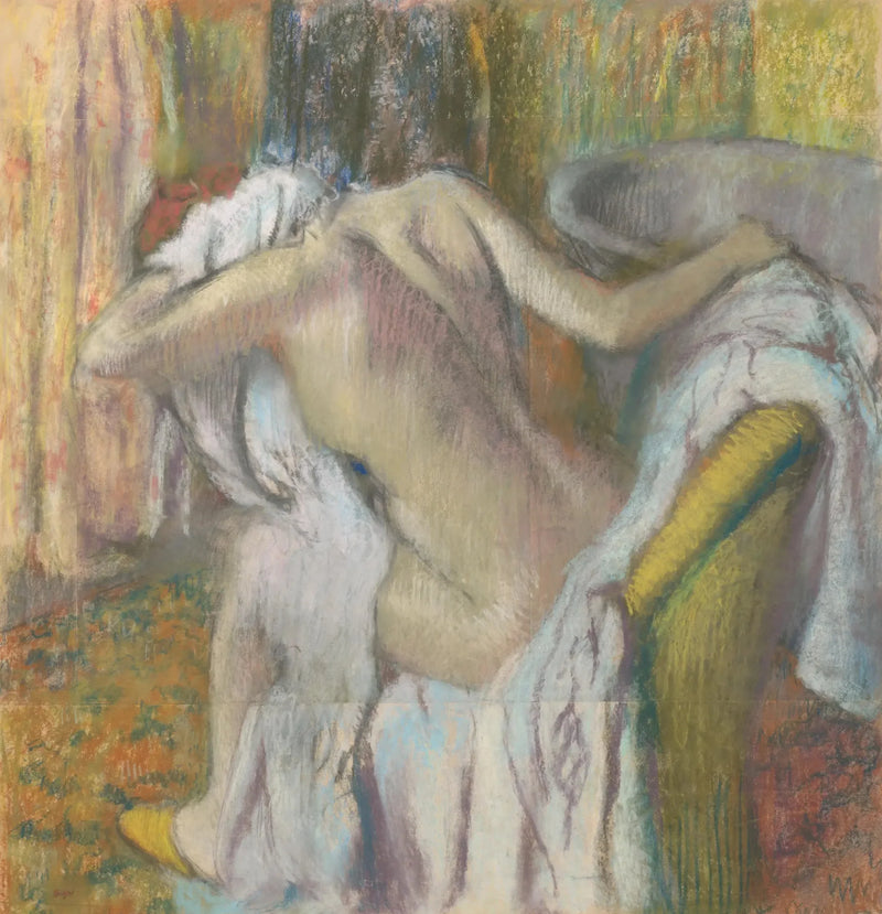 After the Bath, Woman Drying Herself - Edgar Degas