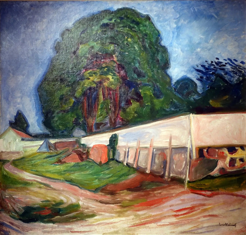Tree and garden wall at Åsgårdstrand - Edvard Munch