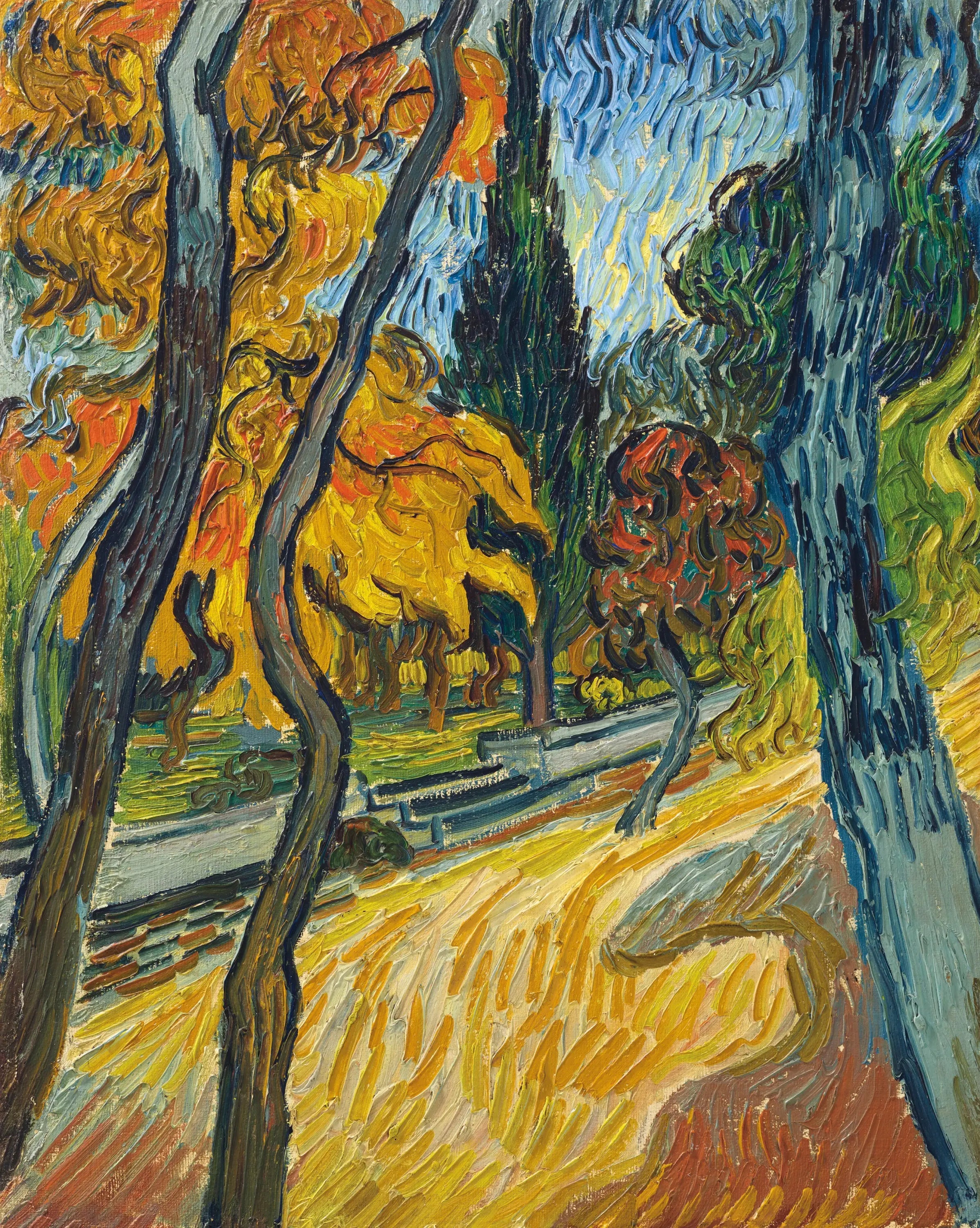 Arbres dans le jardin de l'asile - Vincent van Gogh image 1 reproduction artisanale de tableau
