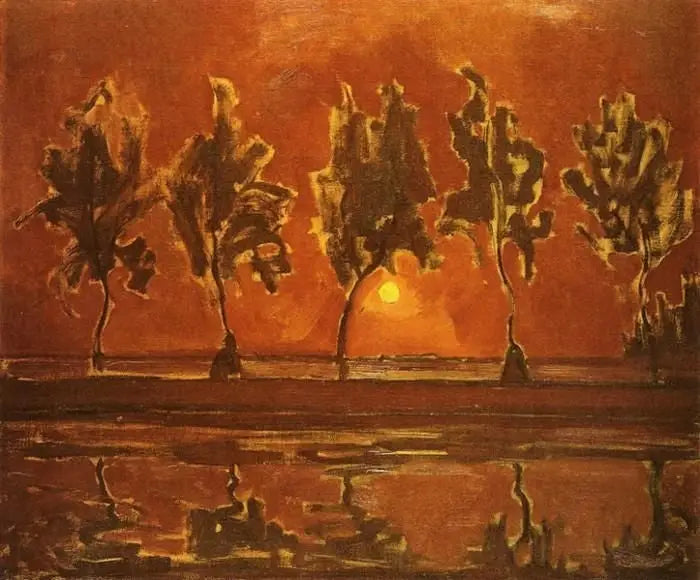 Trees near the Gein at moonrise - Piet Mondrian