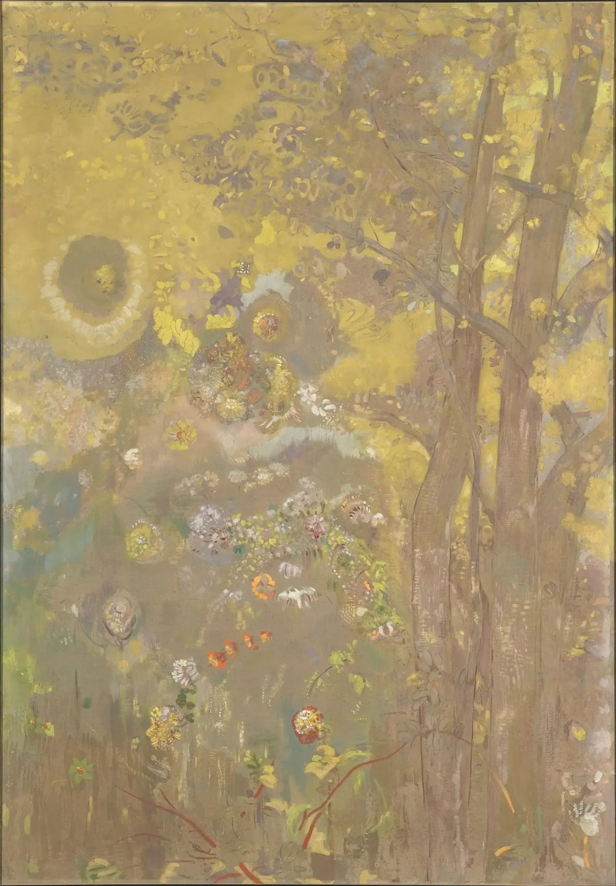 Trees on a yellow background - Odilon Redon