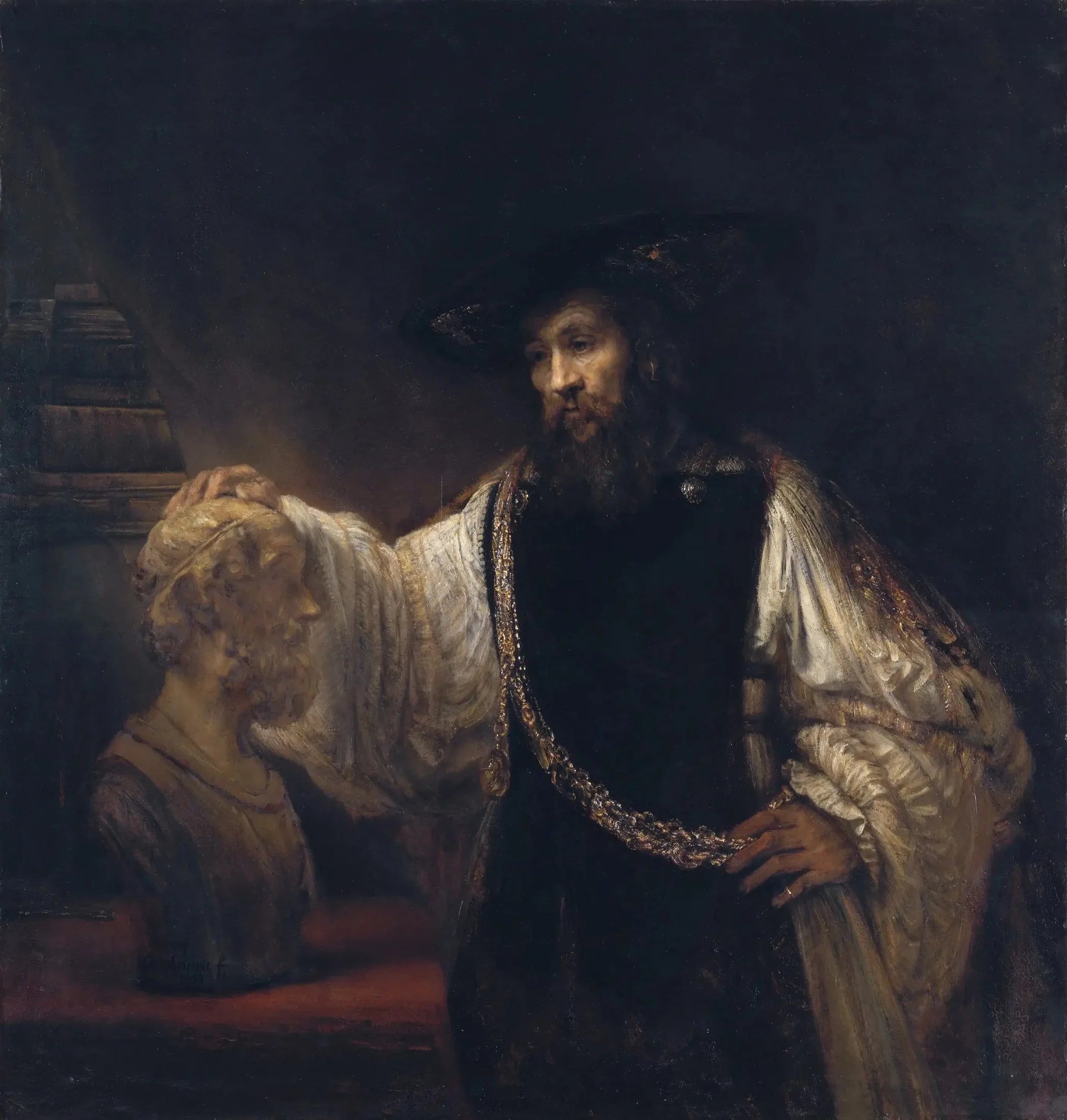 Aristote contemplant le buste d'Homère - Rembrandt image 1 reproduction réalisée par Alpha Reproduction