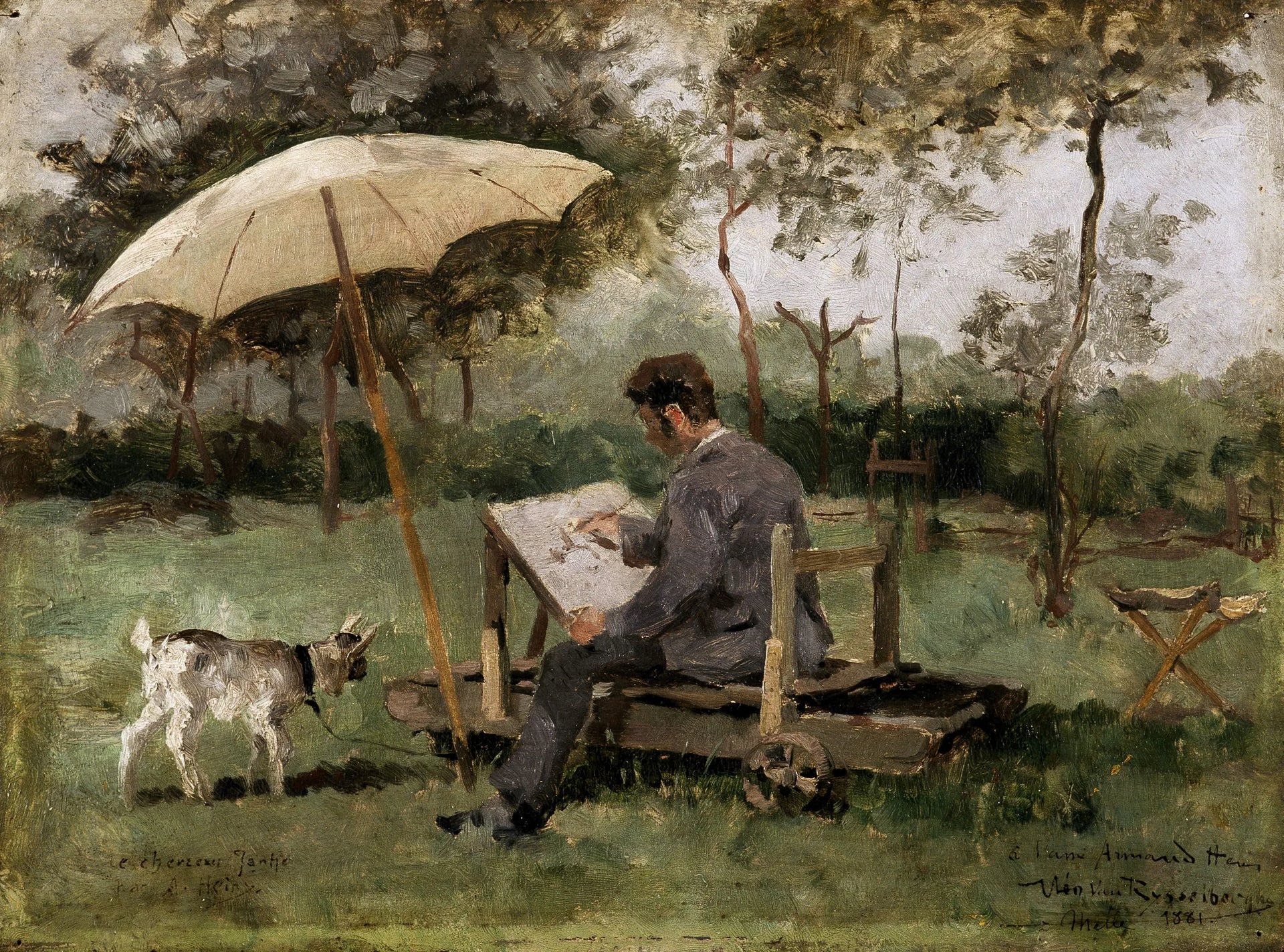 Armand Heins peignant en plein air - Théo van Rysselberghe image 1 copie de tableau peinte à la main