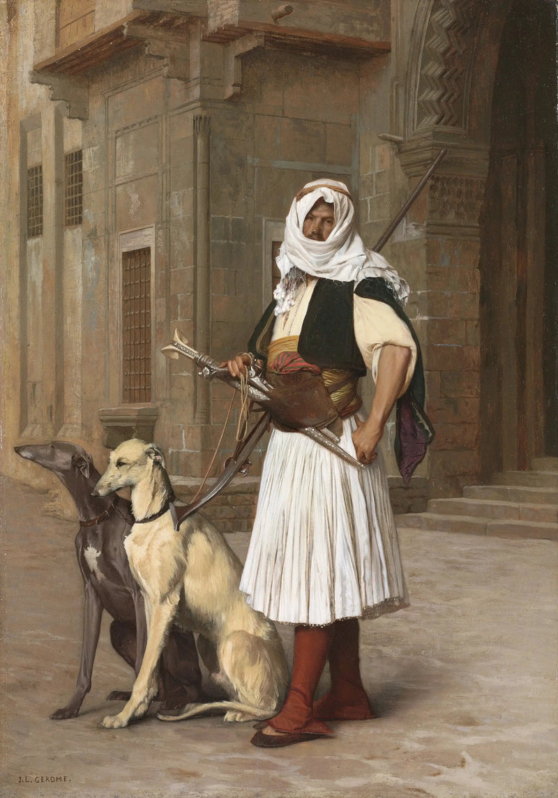 Arnaute with two whippet dogs - Jean-Léon Gérôme