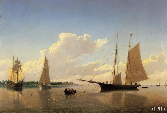 Arrimage des voiles au large de Fairhaven - William Bradford - Reproductions de tableaux et peintures haut de gamme