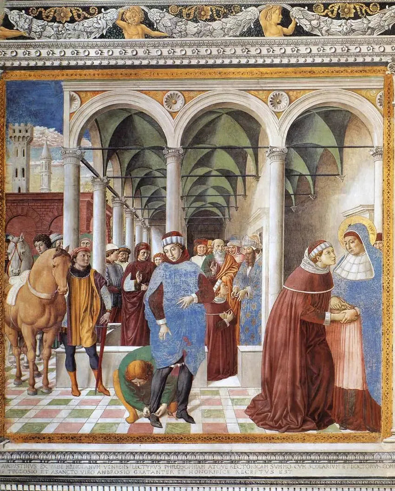 Arrival of Saint Augustine in Milan (Scene 8, North Wall) - Benozzo Gozzoli