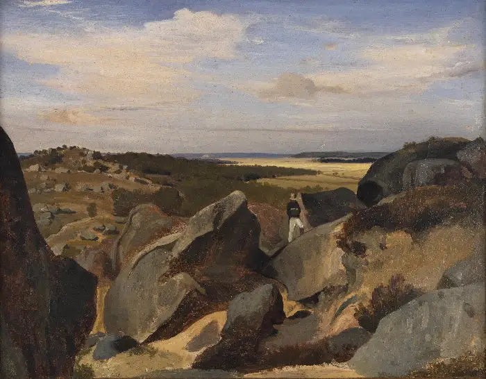 Artist Passing Through a Chaos of Rocks at Fontainebleau - Jean-Baptiste Camille Corot