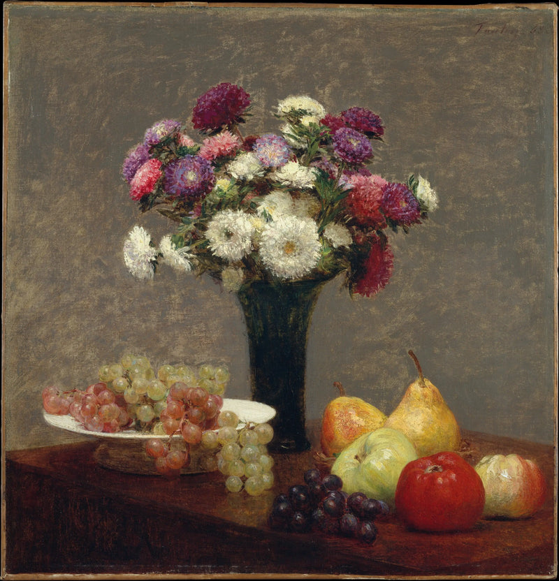 Asters and Fruits on a Table - Henri Fantin-Latour