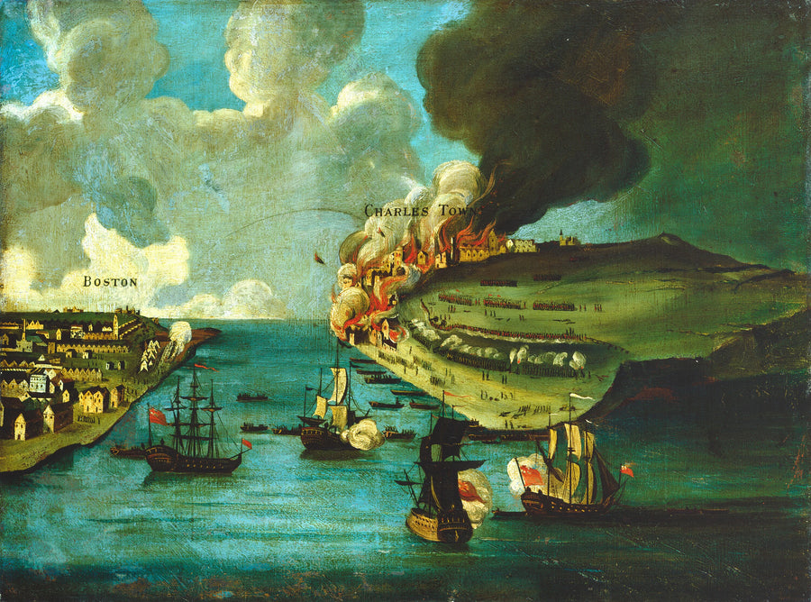 Attaque de Bunker's Hill, avec l'incendie de Charles Town - American 18th Century