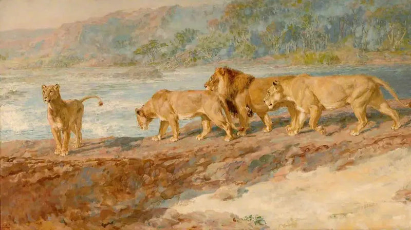 Along the edge of an African river - Briton Rivière