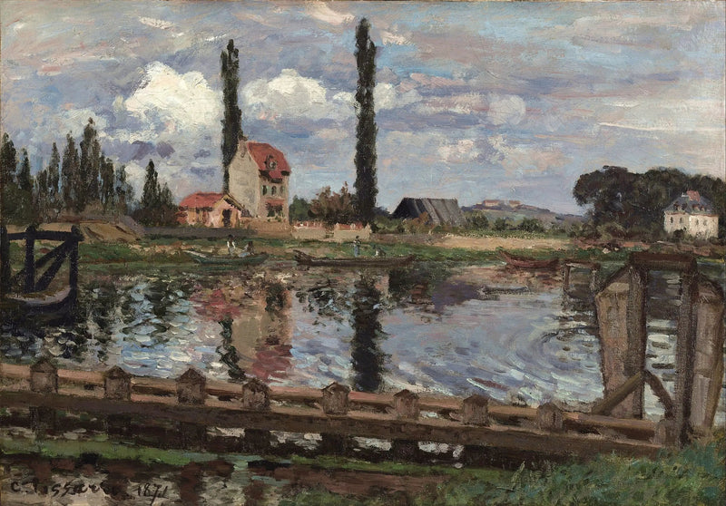 On the Banks of the Seine at Port Marly - Camille Pissarro