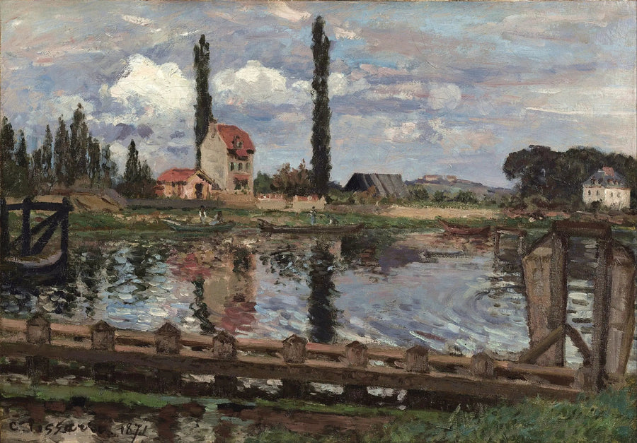 On the Banks of the Seine at Port Marly - Camille Pissarro