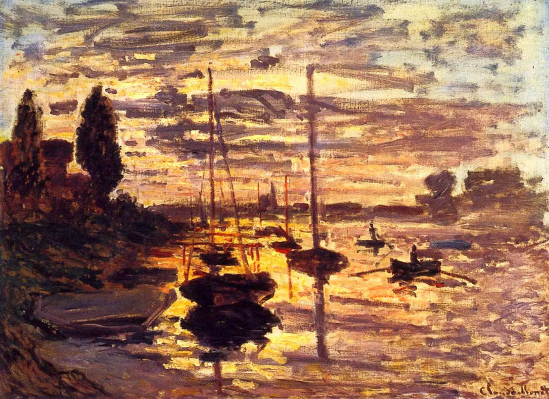 At Petit-Gennevilliers, sunset - Claude Monet