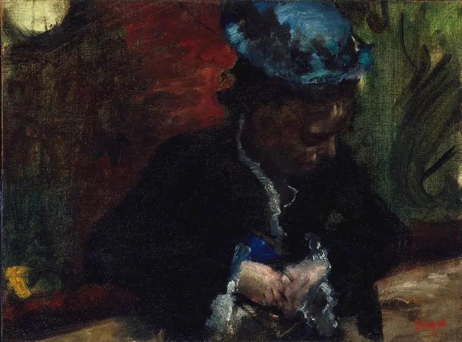 At the theater: woman sitting in the balcony - Edgar Degas