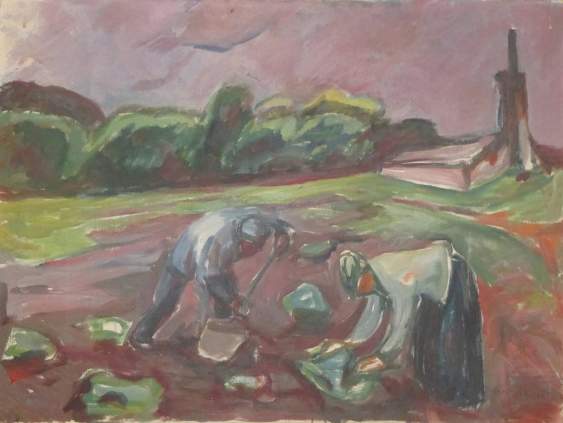 At Work Near the Greenhouse - Edvard Munch
