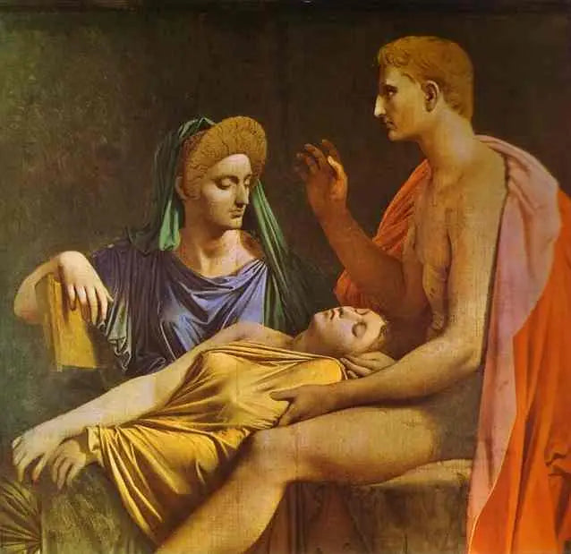Auguste écoutant la lecture de l'Enéide - Jean-Auguste-Dominique Ingres image 1 reproduction artisanale de tableau