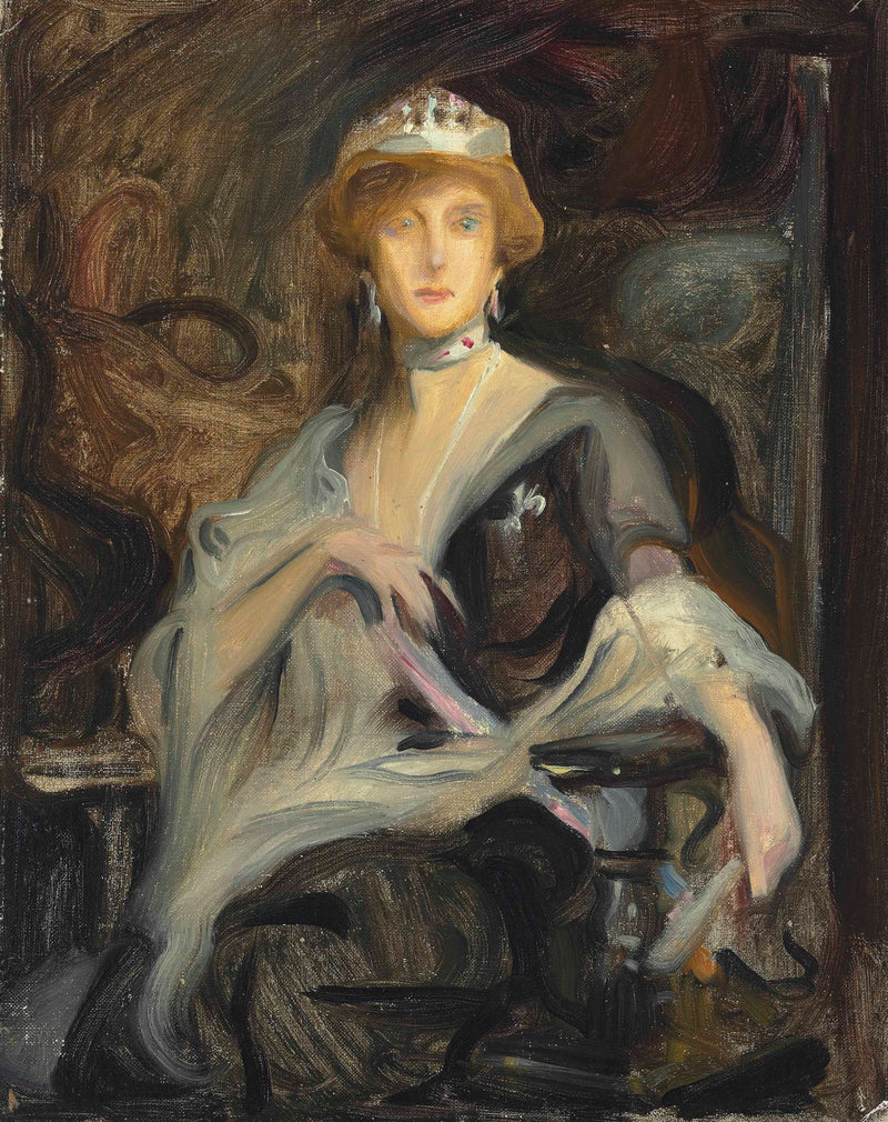 Auguste Victoria, Queen of Portugal, in exile, studies - Philip de László