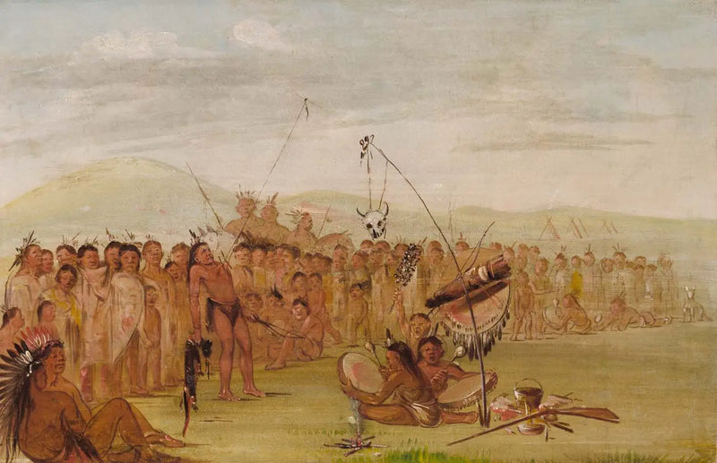 Auto-torture lors d'une cérémonie religieuse Sioux - George Catlin