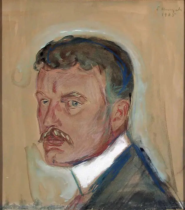 Self-Portrait with Mustache and Starched Collar - Edvard Munch
