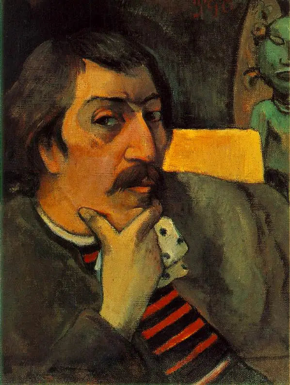 Self-Portrait with Idol - Paul Gauguin
