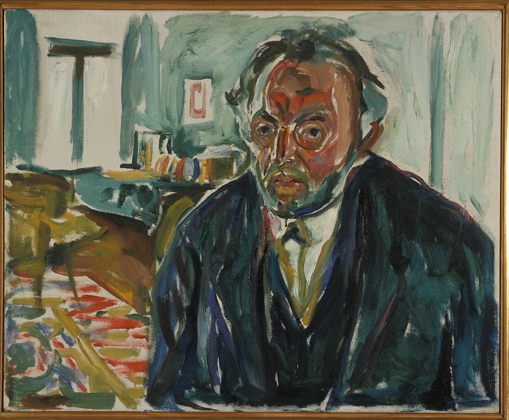 Autoportrait après la grippe espagnole - Edvard Munch image 1 copie de tableau peinte à la main