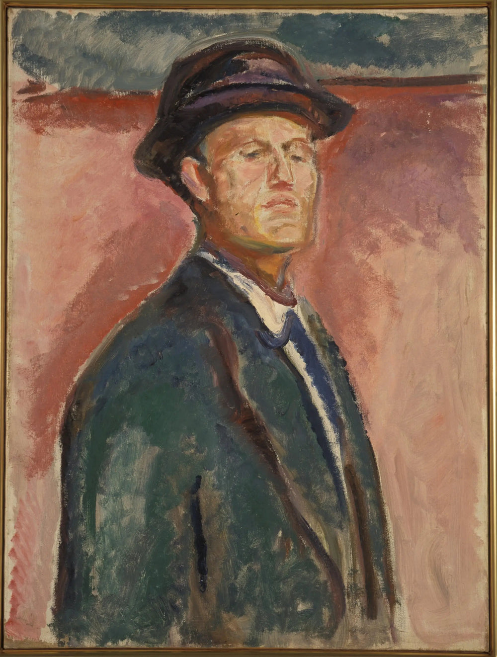 Autoportrait au chapeau - Edvard Munch image 1 reproduction artisanale de tableau