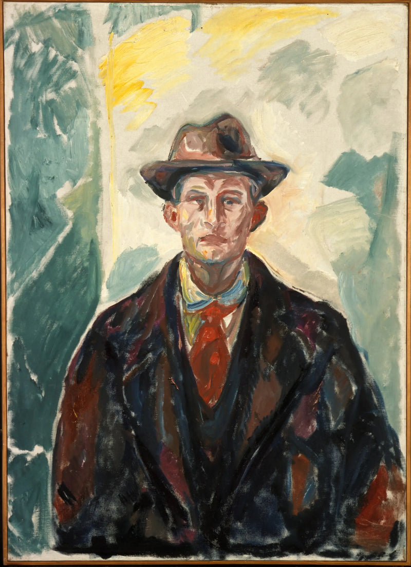 Self-Portrait with Hat and Red Tie - Edvard Munch