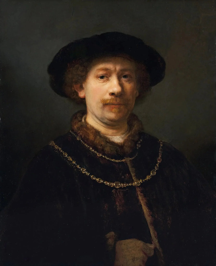 Self-Portrait with Hat and Two Chains - Rembrandt