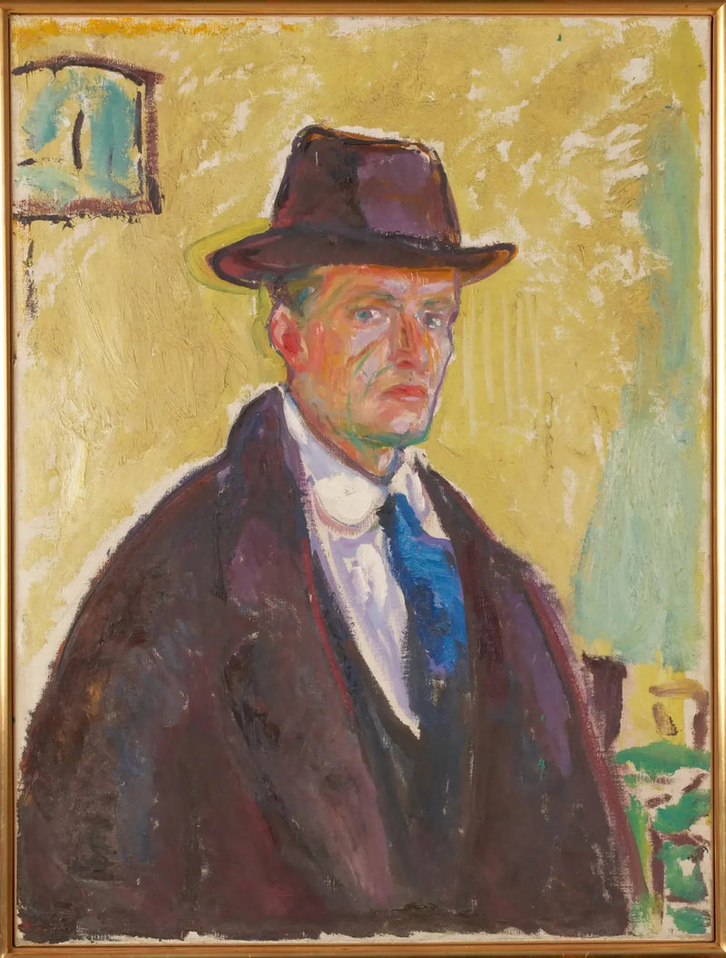 Self-Portrait with Hat and Coat - Edvard Munch