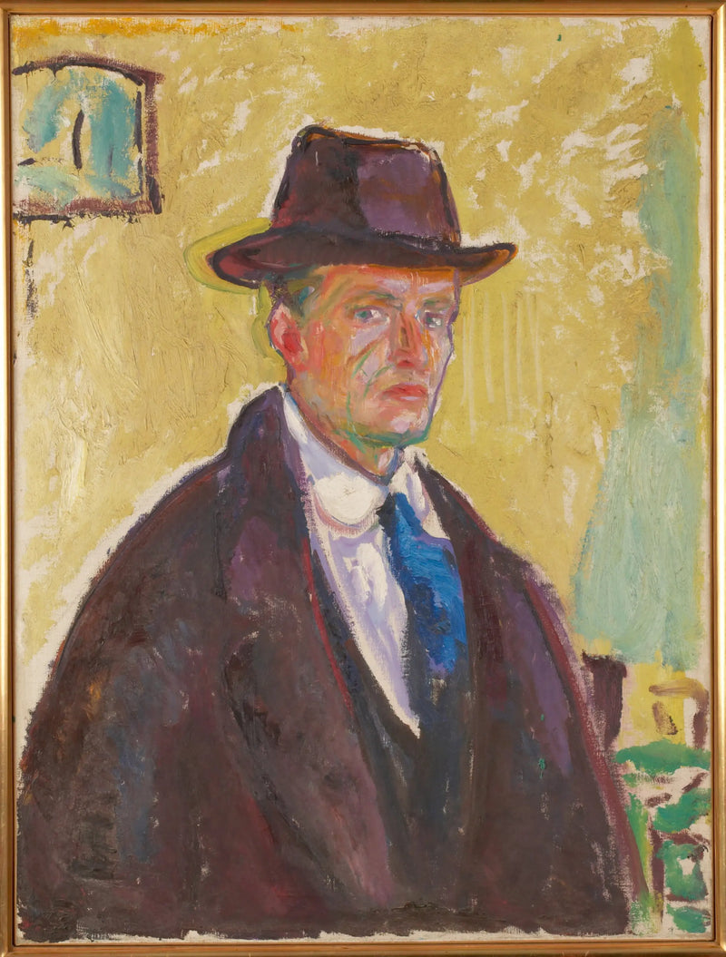 Self-Portrait with Hat and Coat - Edvard Munch