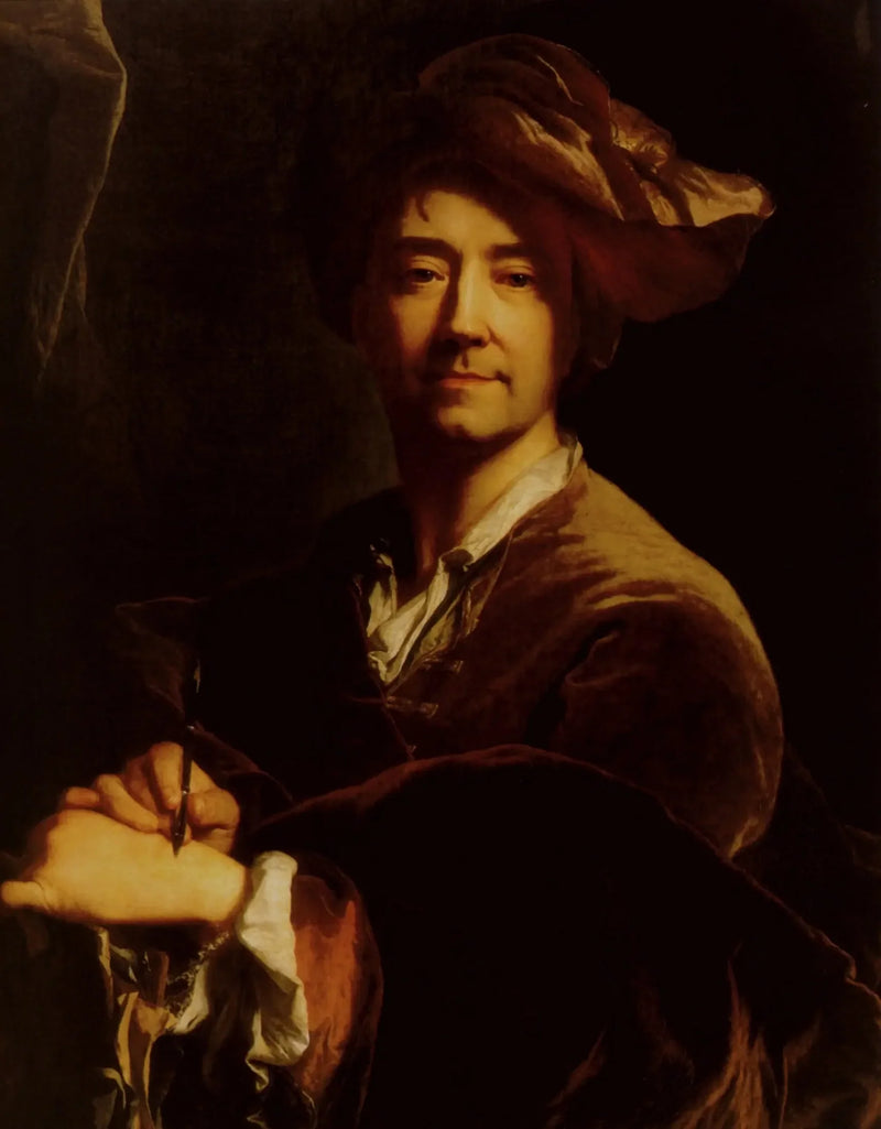 Self-Portrait with Mechanical Pencil - Hyacinthe Rigaud