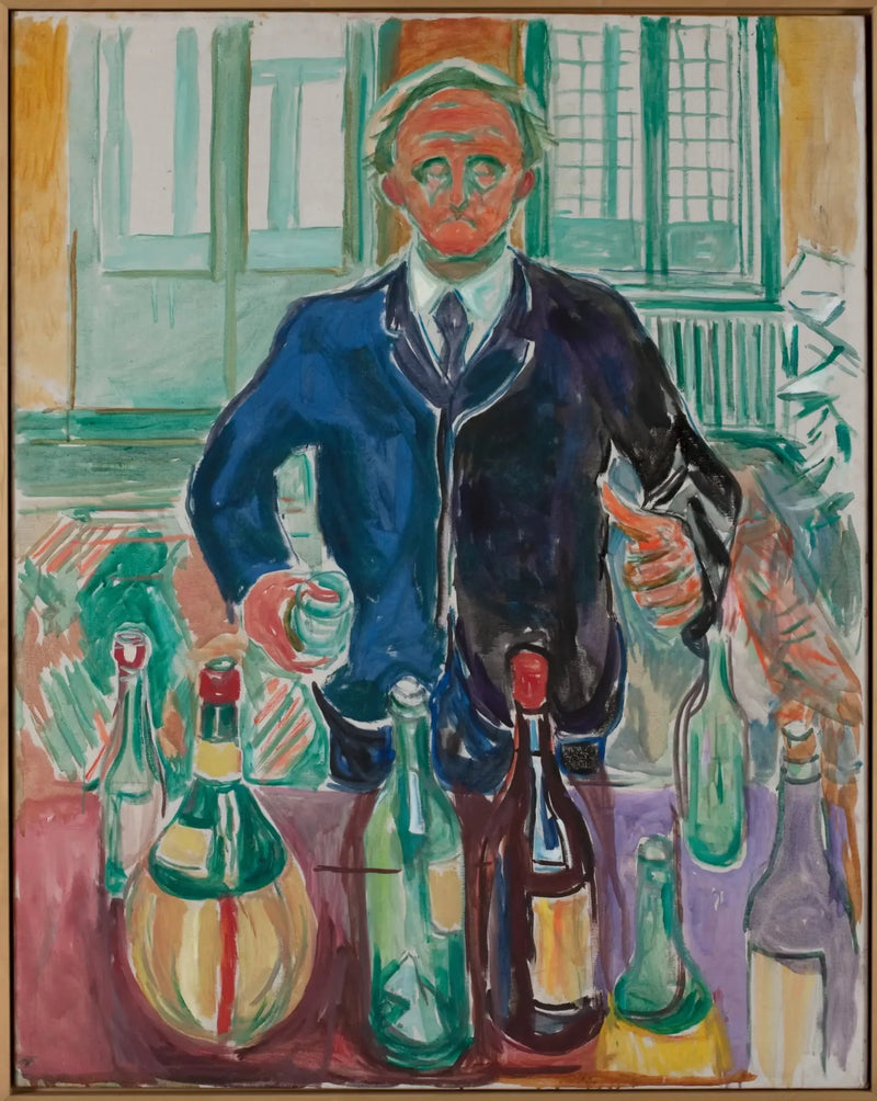 Self-Portrait with Bottles - Edvard Munch