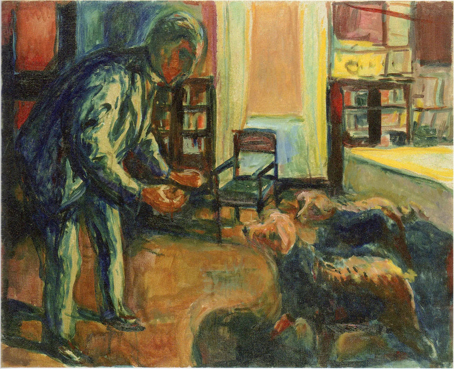 Self-Portrait with Dogs - Edvard Munch