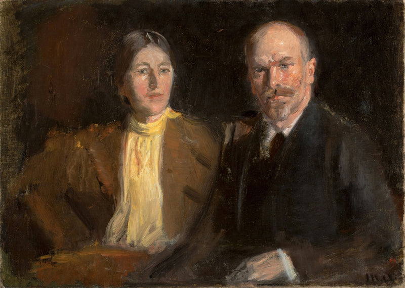 Self-portrait with Anna Ancher. - Michael Peter Ancher