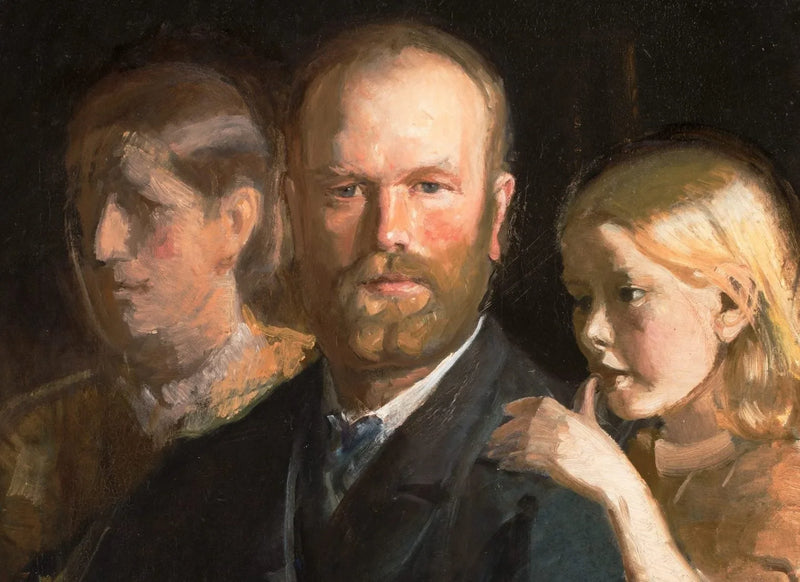 Self-portrait with Anna and Helga Ancher - Michael Peter Ancher