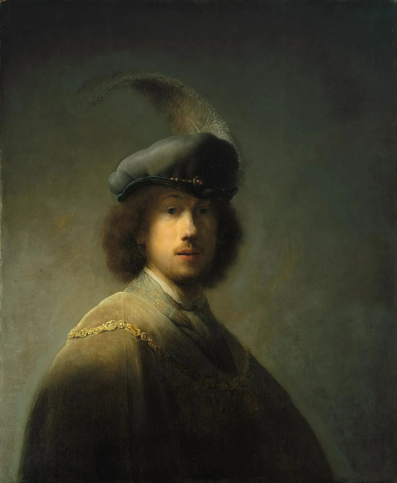 Self-Portrait with Feathered Beret - Rembrandt