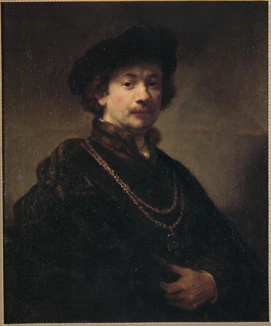 Self-Portrait with a Beret, a Gold Chain, and a Medal - Rembrandt