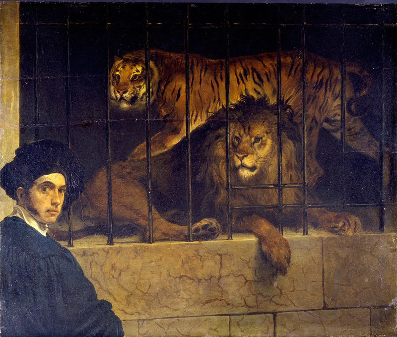 Self-portrait with a tiger and a lion - Francesco Hayez
