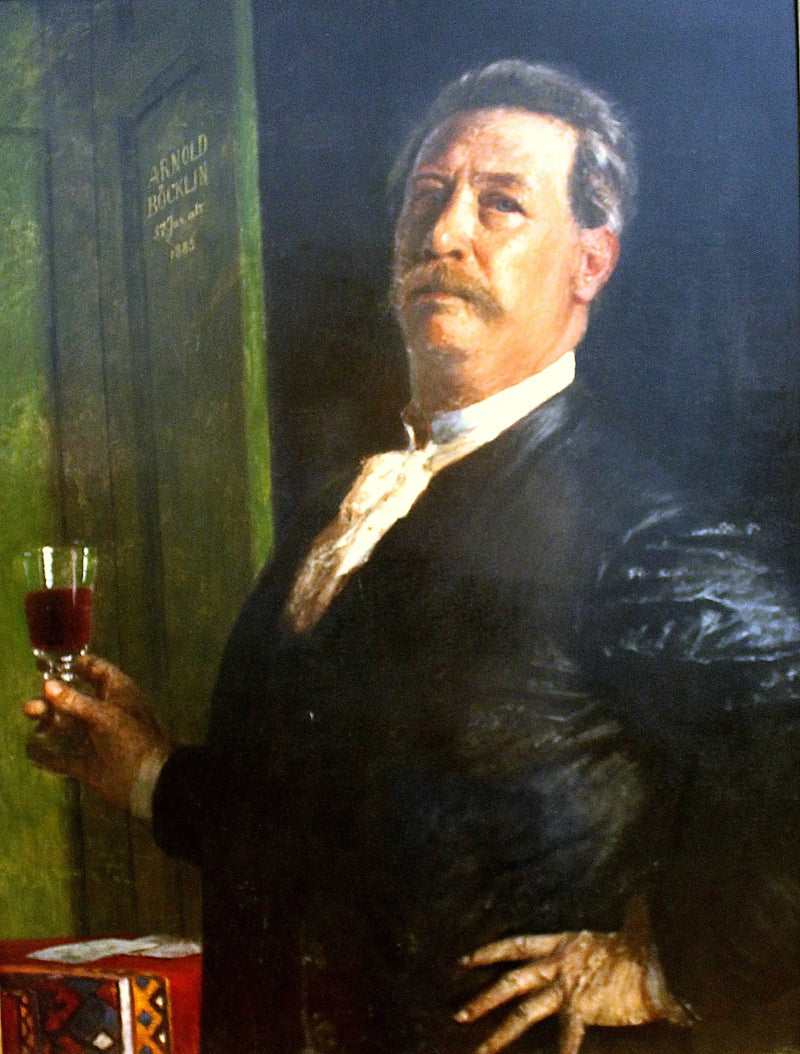 Self-portrait with a glass of wine - Arnold Böcklin